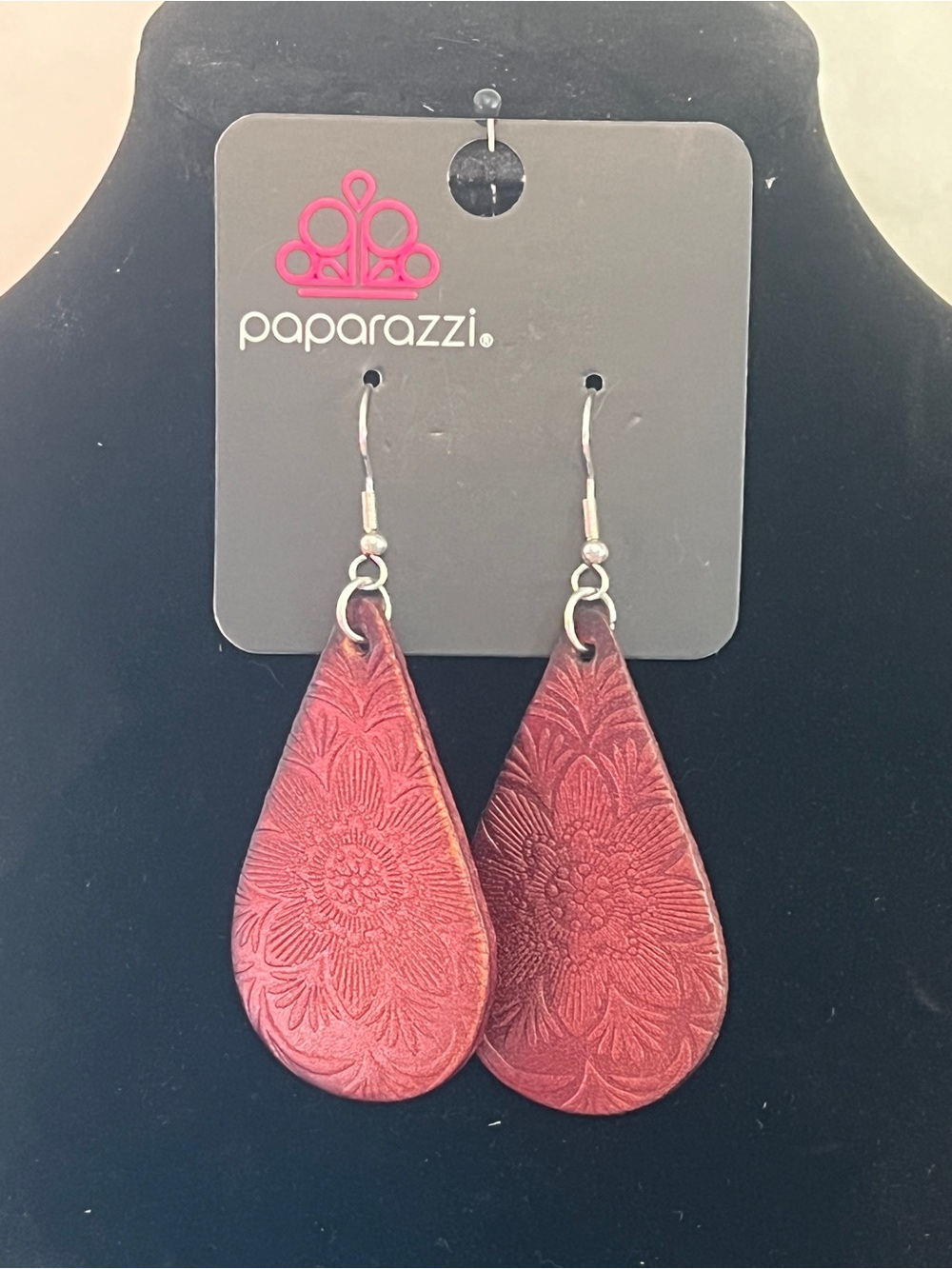 Paparazzi Brown Floral Teardrop Dangle Earrings
